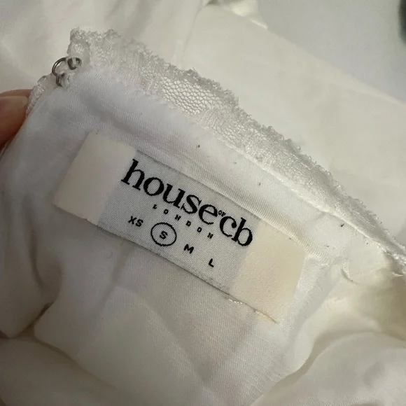 House of CB Felizia white floor-length puff sleeve maxi dress size Small A/C - Picture 4 of 4